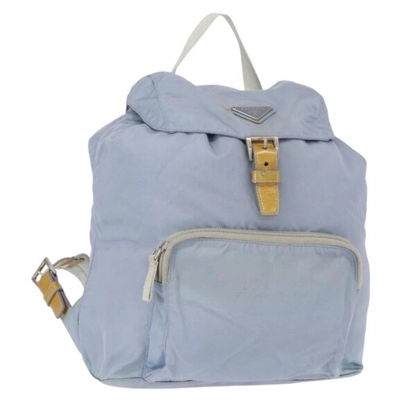 PRADA Backpack Nylon Light Blue Silver